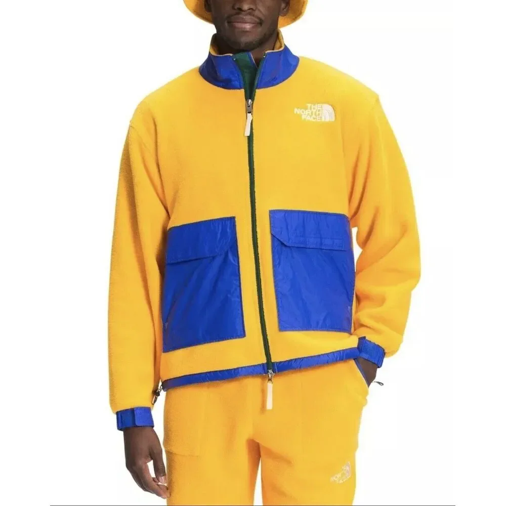 The North Face Mens XXL Gold COLOR BLOCK Full Zip Soft Fleece Jacket RARE - NEW!